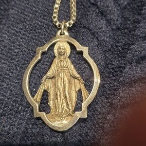 Silver Virgin Mary Pendant Necklace